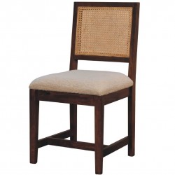 Ranchal Cream Boucle Rattan Dining Chair Angled View