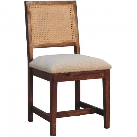 Ranchal Cream Boucle Rattan Dining Chair