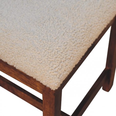 Ranchal Cream Boucle Rattan Dining Chair Seat detail