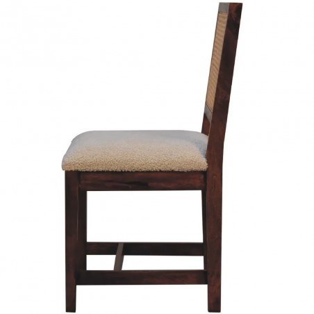 Ranchal Cream Boucle Rattan Dining Chair Side View