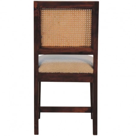 Ranchal Cream Boucle Rattan Dining Chair Rear View