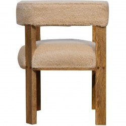 Pindray Cream Bouclé Solid Wood Chair  Side View