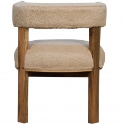 Pindray Cream Bouclé Solid Wood Chair Rear View