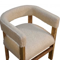 Pindray Cream Bouclé Solid Wood Chair Top View