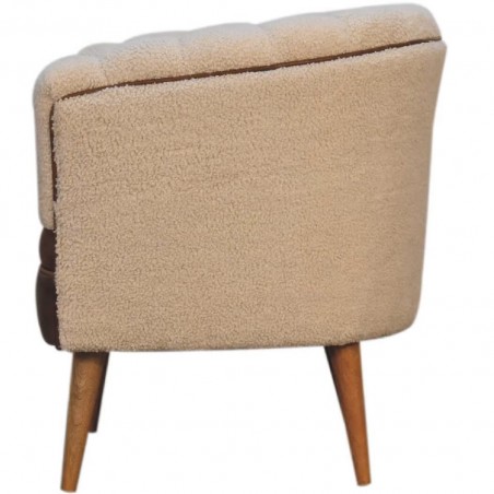 Pindray Cream Boucle & Buffalo Leather Armchair Side View