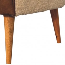 Pindray Cream Boucle & Buffalo Leather Armchair Leg Detail