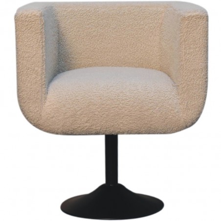 Hede Cream Boucle Swivel Chair Front View