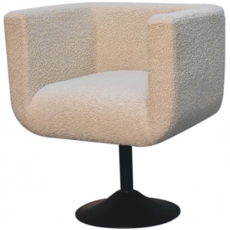Hede Cream Boucle Swivel Chair Angled View