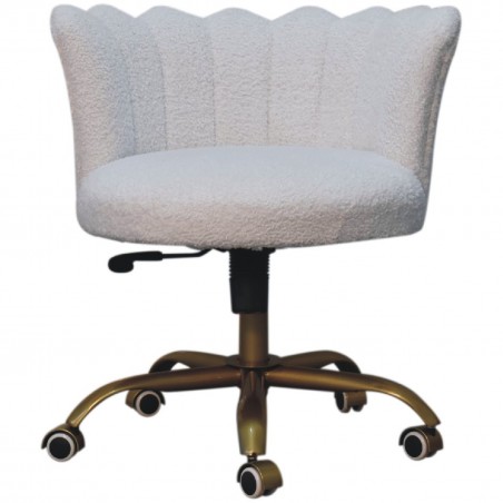Chicago White Boucle Swivel Chair Front View