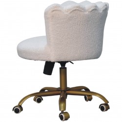 Chicago White Boucle Swivel Chair Side View