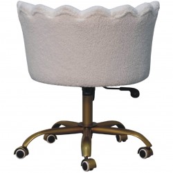 Chicago White Boucle Swivel Chair Rear View