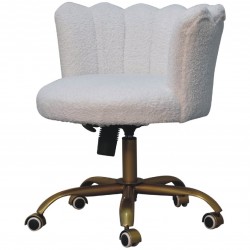 Chicago White Boucle Swivel Chair Angled View