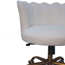 Chicago White Boucle Swivel Chair Seat Detail