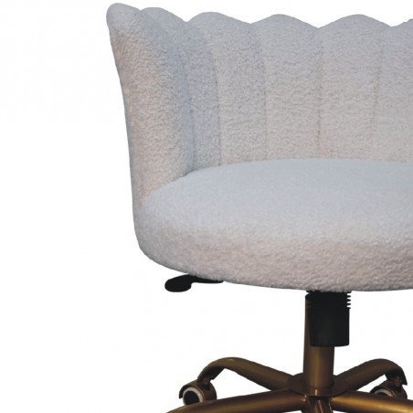 Chicago White Boucle Swivel Chair Seat Detail