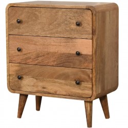 Finse Mini Curved Three Drawer Chest Angled View