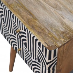 Edessa Two Drawer Bone Inlay Bedside Unit Top Detail