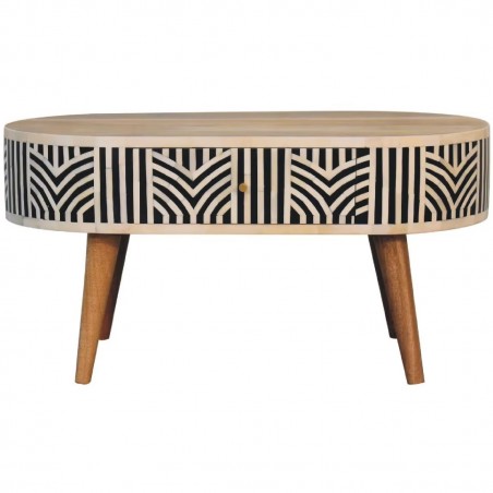 Edessa Two Drawer Bone Inlay Coffee Table Front View