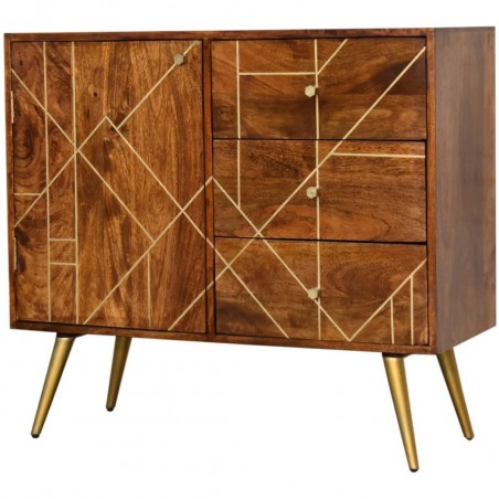 Chester Gold Inlay Abstract Sideboard Angled View