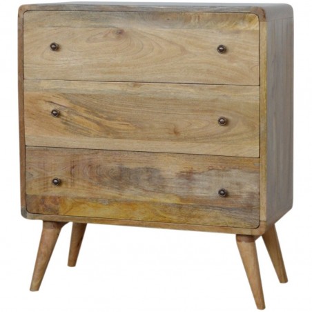 Finse Curved Three Drawer Chest Angled View