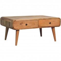 Finse Curved Four Drawer Coffee Table in Oak