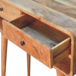 Sonata Two Drawer Console Table in Oak Open Drawer Detail