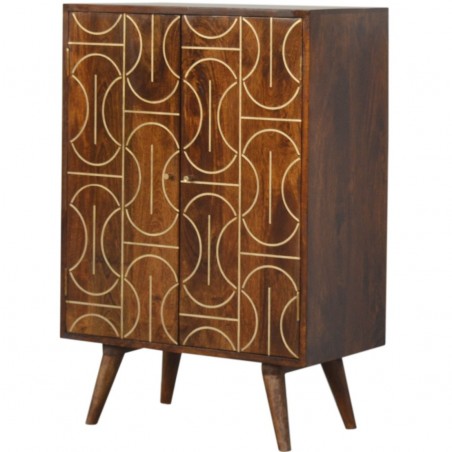 Chester Gold Inlay Abstract Cabinet Angled View
