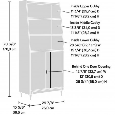Hampstead Park Wide Bookcase - Dimensions