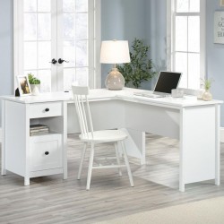 Home Study White L-Shaped Desk - Mood Shot