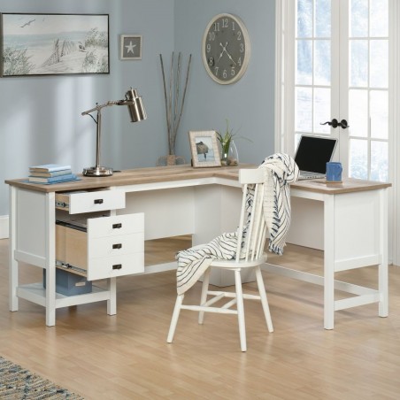 Colony Shaker Style L-Shaped Desk Open Drawer View