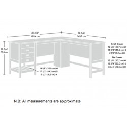 Colony Shaker Style L-Shaped Desk - Dimensions