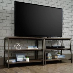 Industrial Style  TV / Trestle Shelf in Smoked Oak Pair for Larger TVs