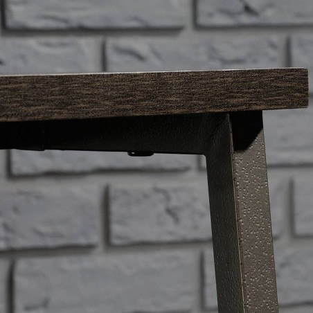 Industrial Style  TV / Trestle Shelf in Smoked Oak Edge Detail