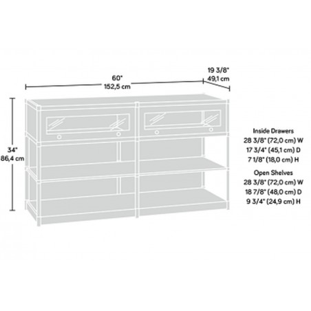 Barrister Home TV Stand Credenza - Dimensions