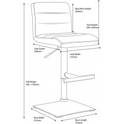Deluxe Luscious Bar Stool - Dimensions