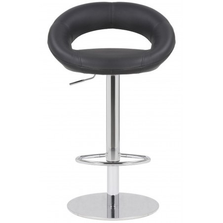 Deluxe Sorrento Leather Kitchen Stool - Black Front View