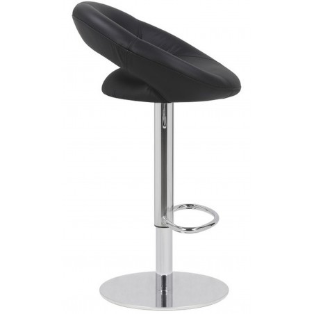 Deluxe Sorrento Leather Kitchen Stool - Black side View