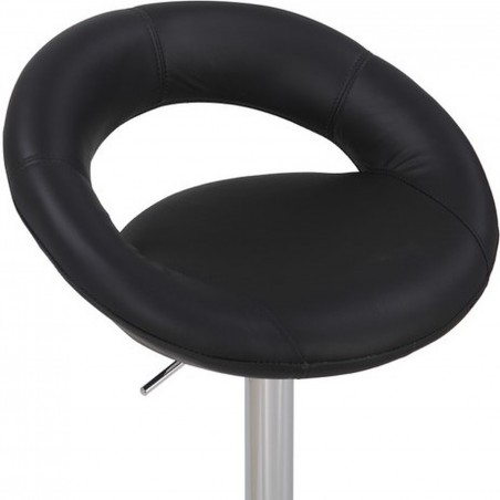 Deluxe Sorrento Leather Kitchen Stool - Black Seat Detail