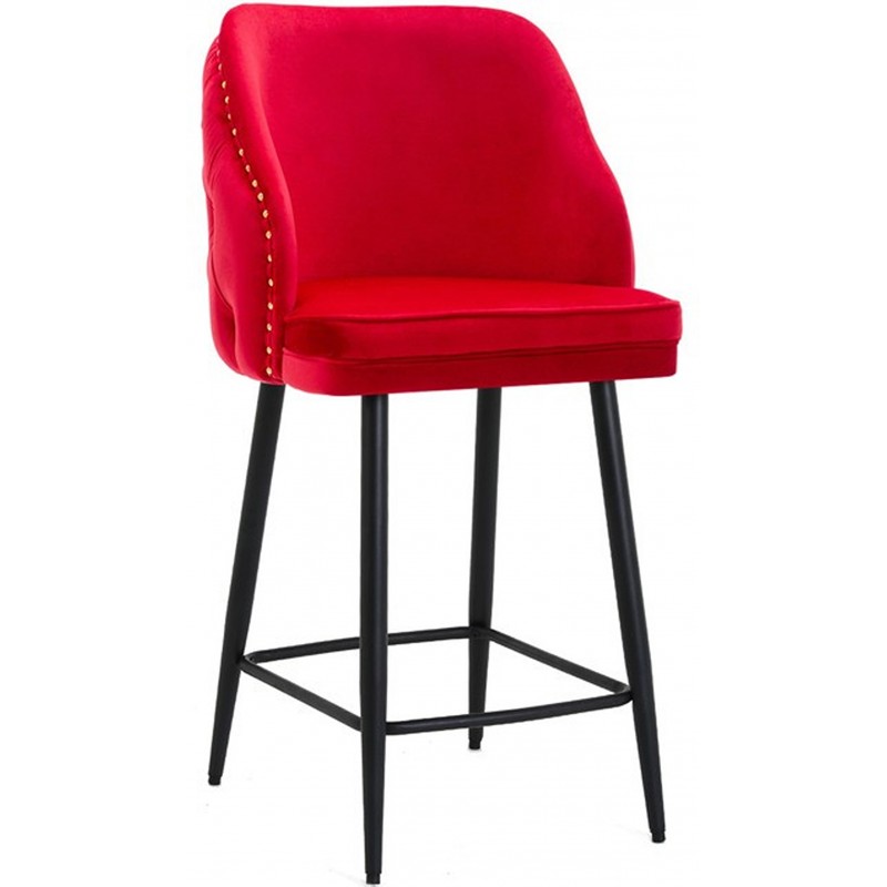 Mayfair Velvet Upholstered Bar Stool - Red