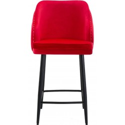 Mayfair Velvet Upholstered Bar Stool - Red Front View