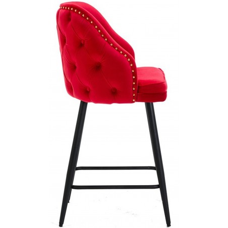 Mayfair Velvet Upholstered Bar Stool - Red Side View