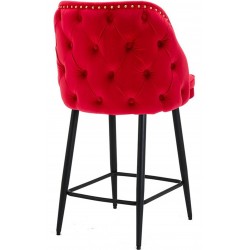 Mayfair Velvet Upholstered Bar Stool - Red Rear Angled View