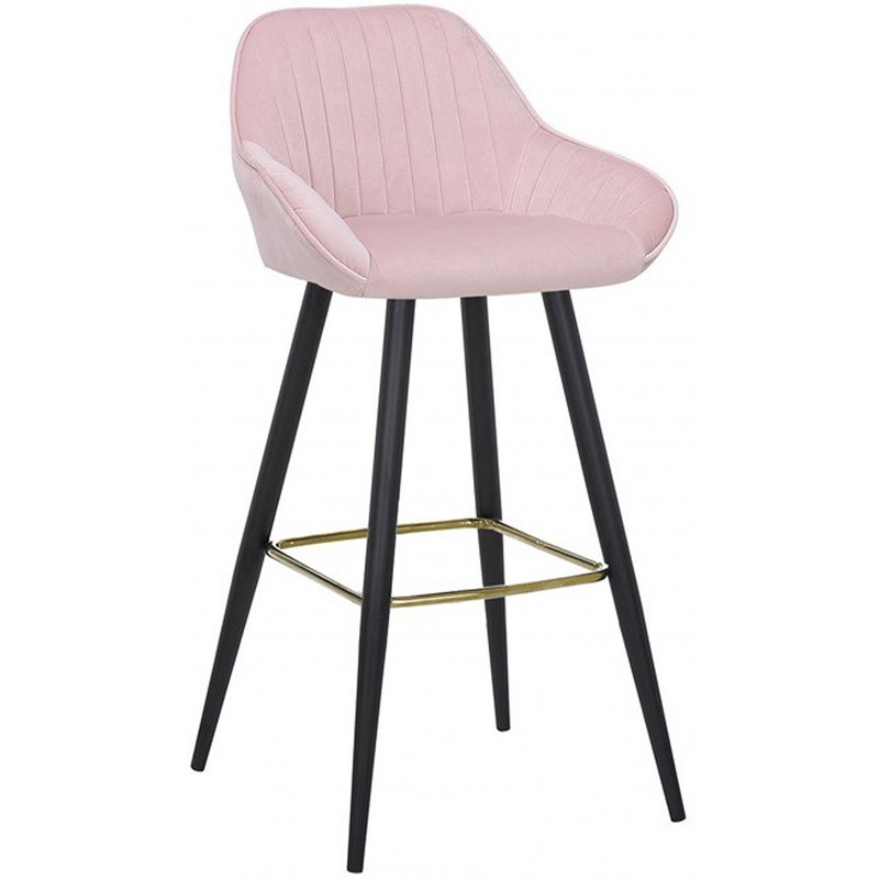 Velvet Upholstered Bar Stool - Pink