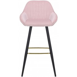 Velvet Upholstered Bar Stool - Pink Front View