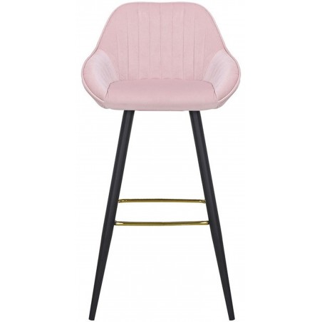 Velvet Upholstered Bar Stool - Pink Front View