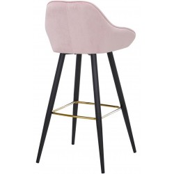 Velvet Upholstered Bar Stool - Pink Rear Angled View
