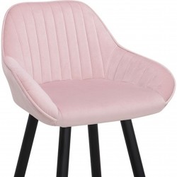 Velvet Upholstered Bar Stool - Pink Seat Detail