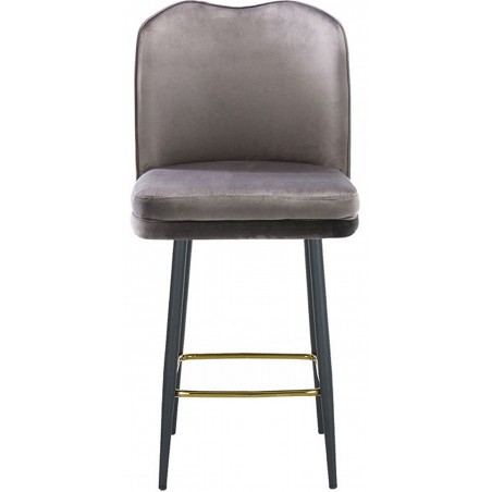 Knightsbridge Velvet Upholstered Barstool with Gold Footrest - Charcoal Front View