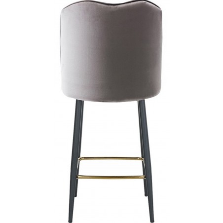 Knightsbridge Velvet Upholstered Barstool with Gold Footrest - Charcoal Rear View