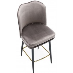 Knightsbridge Velvet Upholstered Barstool with Gold Footrest - Charcoal Top View