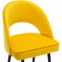 Chelsea Velvet Upholstered Bar Stool - Mustard Seat Detail